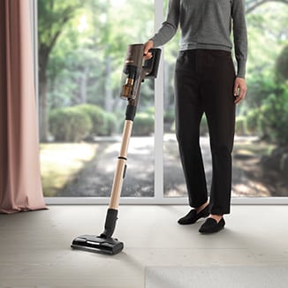 Man vacuuming floor